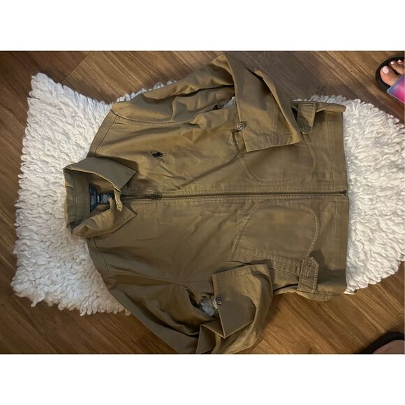 Polo Ralph Lauren Jacket Coat Zip Beige Tan Size 12/14 - Picture 2 of 3